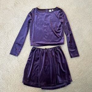 GAP purple velvet skirt and top set